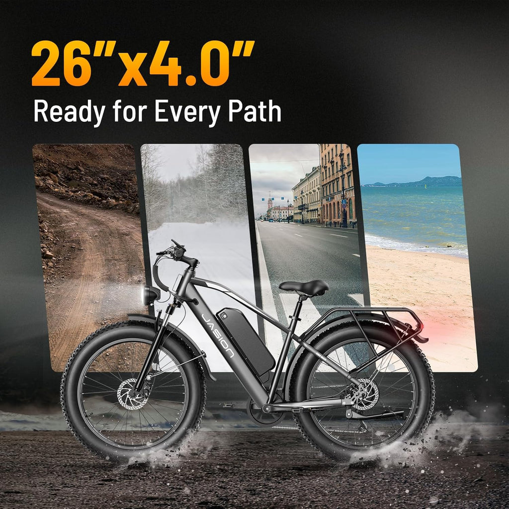 Jasion EB5 MAX Electric Bike for Adults 2000W Peak Motor, 48V 15Ah Battery
