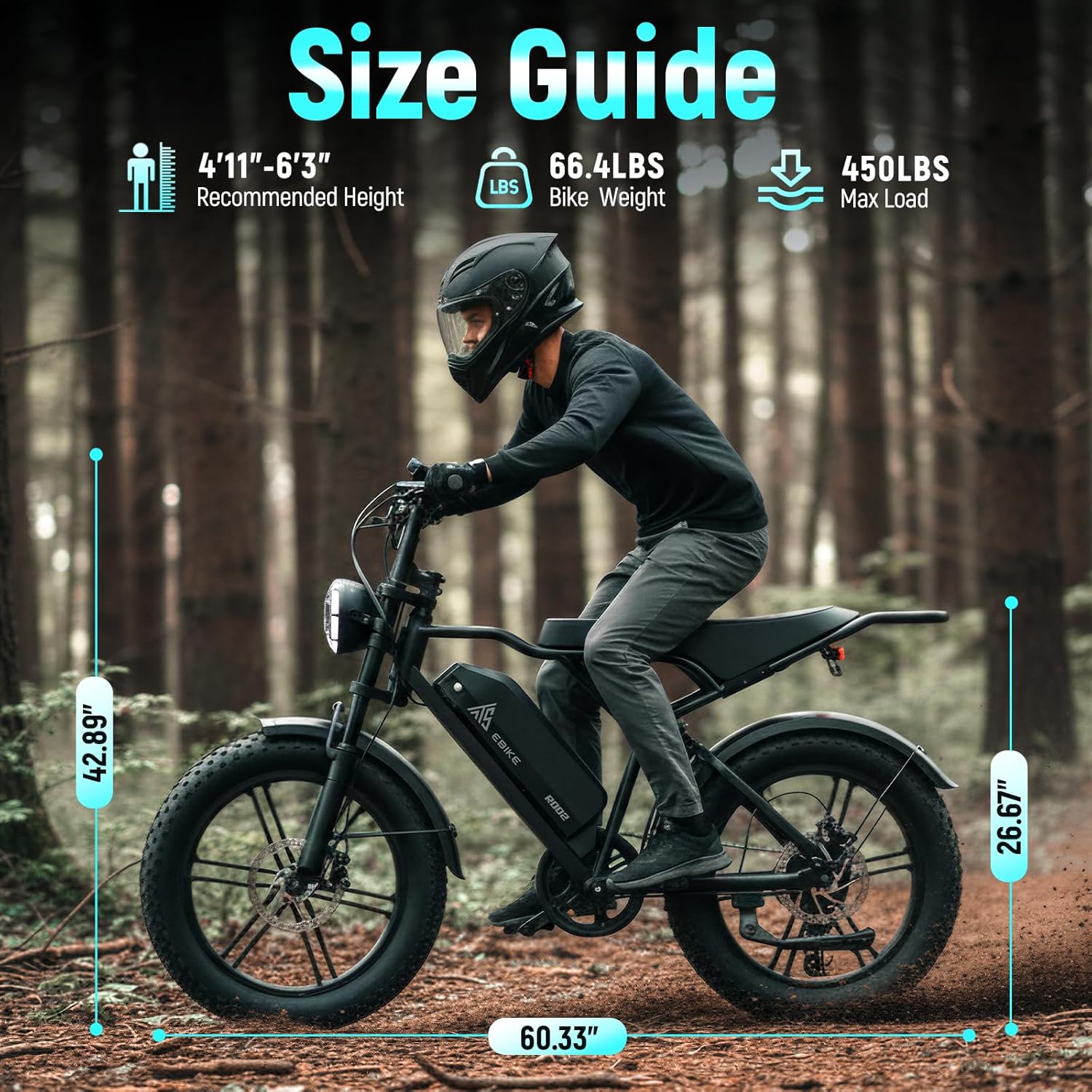 TST Electric Bike - 48V 15Ah Battery, 1500W Peak Motor, 20 * 4.0 Fat Tire