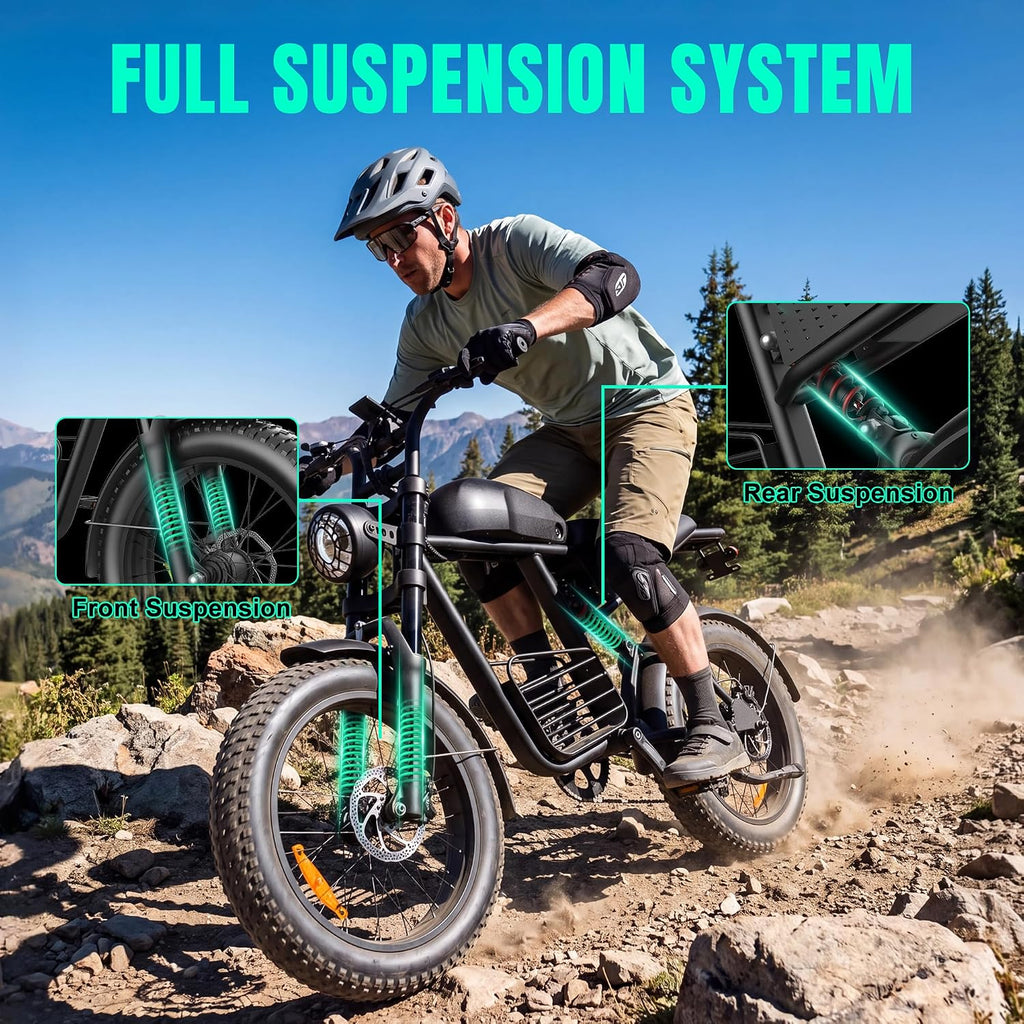 Electric Bike for Adults: 1500W/2500W Peak Motor, 20" Fat Tire Ebike & 48V 15/20 AH Removable Battery, UL 2849 Certified Electric Dirt Bike, 7-Speed for Off-Road and City Commuting