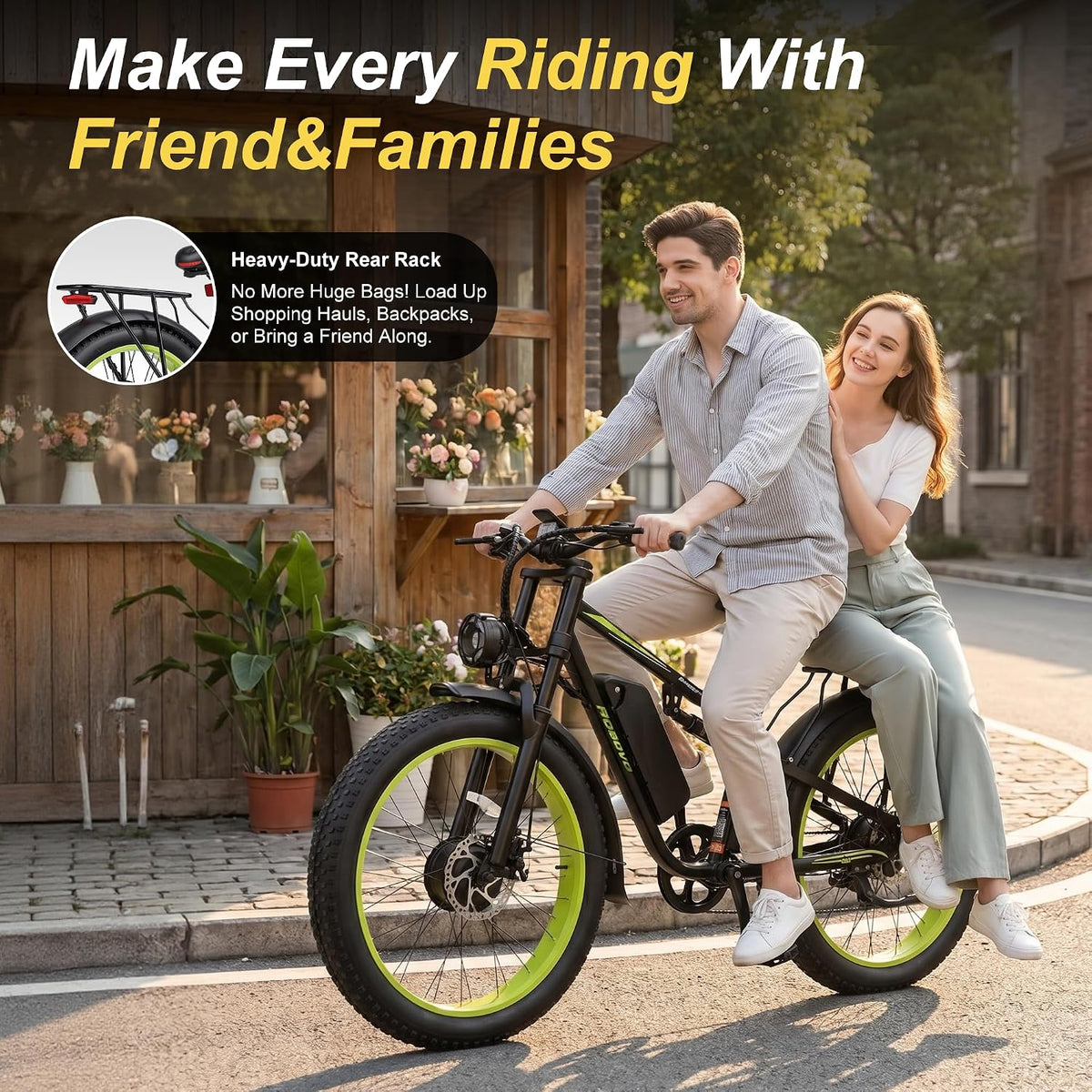 Roadvo Electric Bike for Adults Fat Tire Mountain E Bike