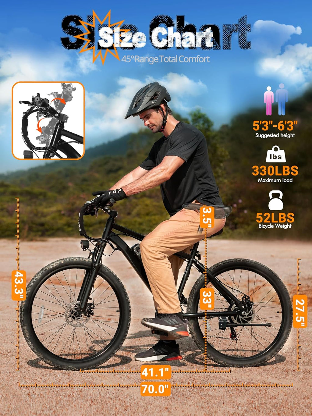 M200 Electric Bike for Adults – 21-Speed Gear 27.5" Mountain E-Bike, 1200W Peak Brushless Motor 28MPH, 48V 10.4Ah&13Ah Removable Battery, Up to 55-65 Miles Range, Step Over Commuter E-MTB, NFC Unlock