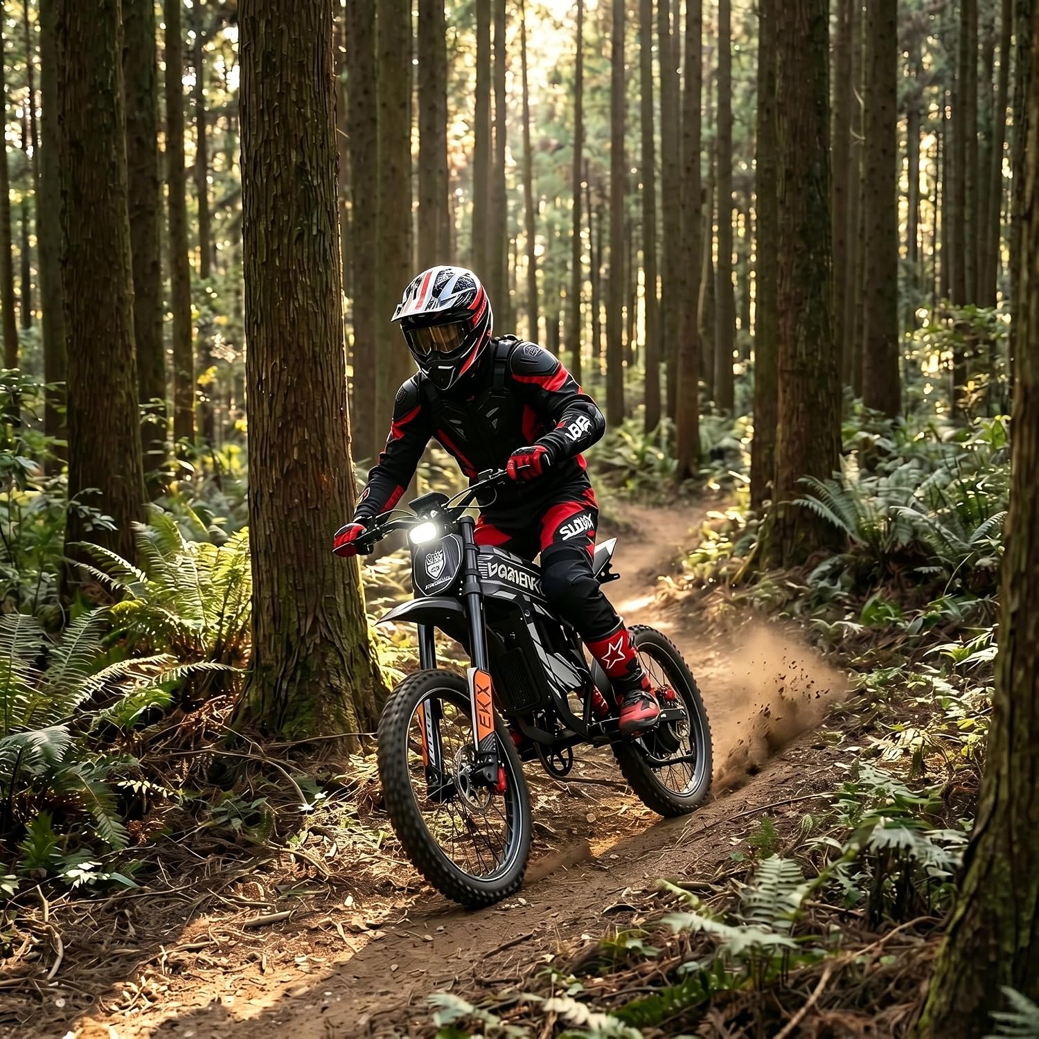 EKXBIKE TX1 Electric Dirt Bike for Adults, Off Road Electric Motorcycle | 7000W Peak Motor, 55MPH Top Speed, 60V 30Ah Battery, Up to 120KM Range and Full Suspension for Rugged Terrain