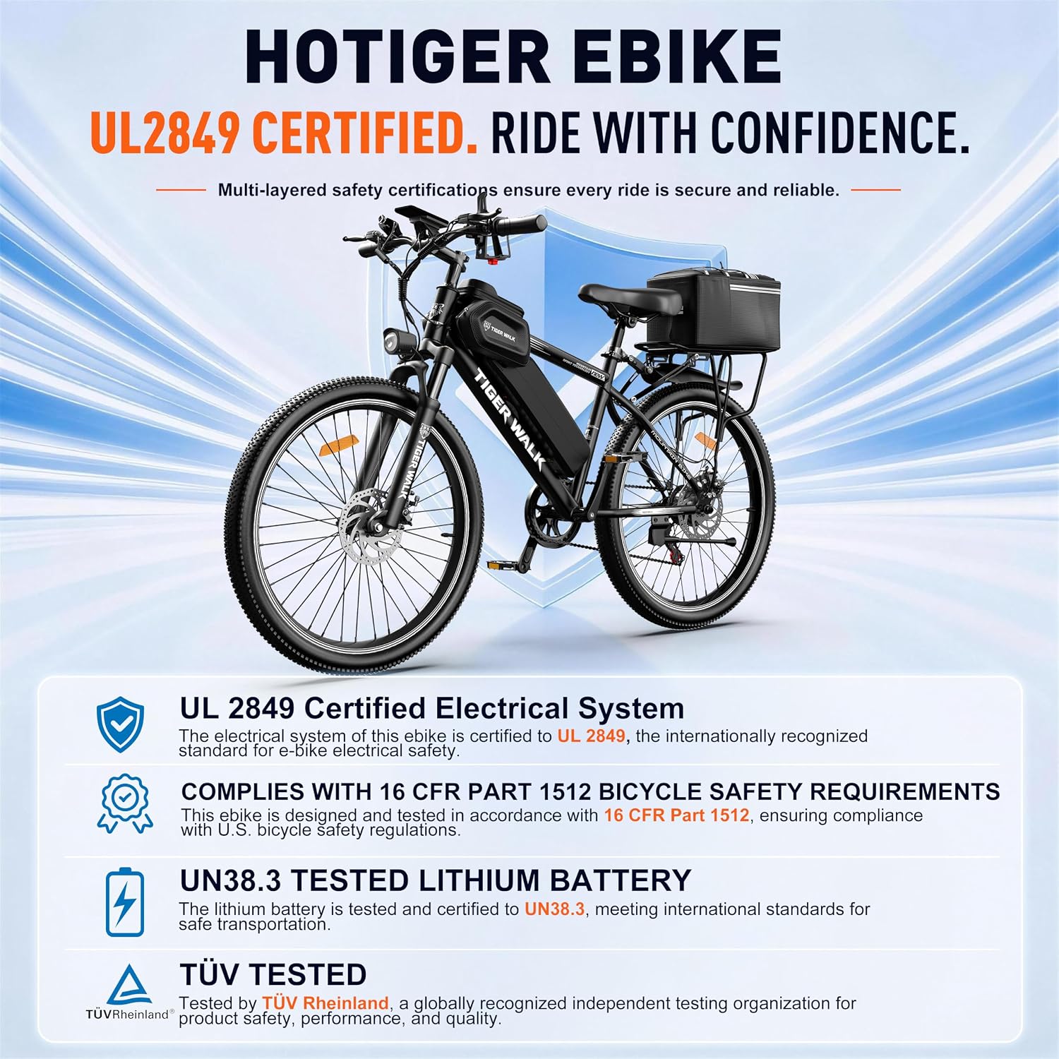 Electric Bike for Adults, 26" Mountain Ebike, 1500W Peak, 48V 10Ah